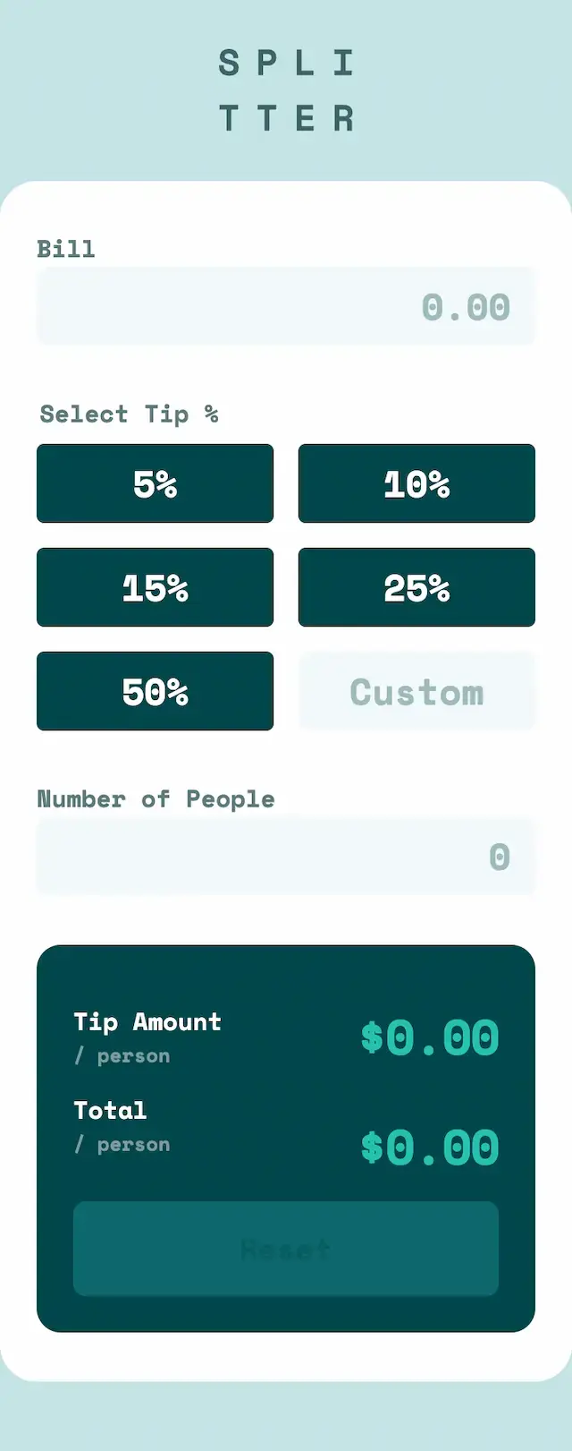 screen shot of tip calculator app