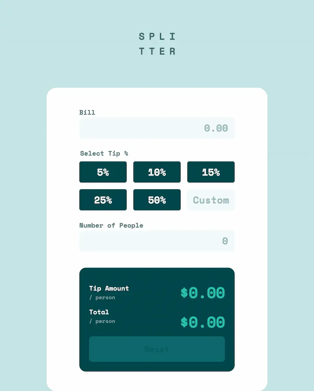 screen shot of tip calculator app